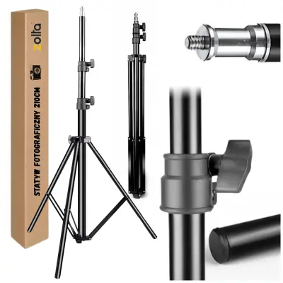 Stojalo za fotografske studijske svetilke s stativom, zložljivo, 2,1 m, 15 kg