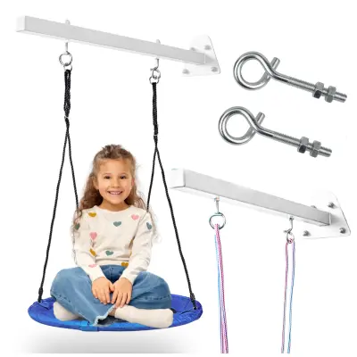 Podaljševalni okvir za gugalnico, kavlji za ročaj gugalnice, kovinska palica, bela