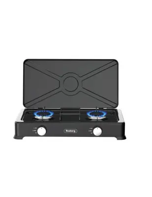 Plinski kuhalnik dvojni Rosberg R51454E2 črn, pokrov