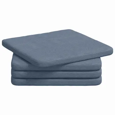 vidaXL Sedežne blazine 4 pcs Modra 40 x 40 x 3 cm Žametna tkanina
