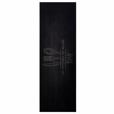 vidaXL Kuhinjska preproga Črna 180 x 60 cm Žamet