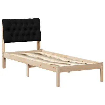 vidaXL Posteljni okvir z oblazinjenim vzglavjem Rjava 75 x 190 cm