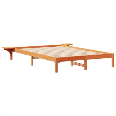 vidaXL Posteljni okvir s stranskimi omaricami Voskast rjav