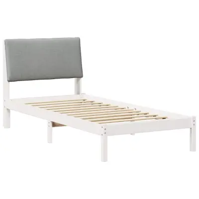 vidaXL Kovinska posteljna konstrukcija Bela in svetlo siva 90 x 200 cm