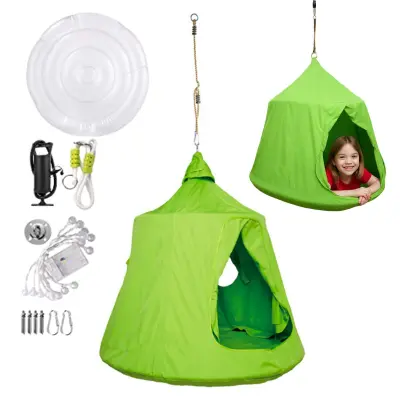 Šotor z Gugalnico Štorkljino Gnezdo za Otroke Best - Svetlo Zelena