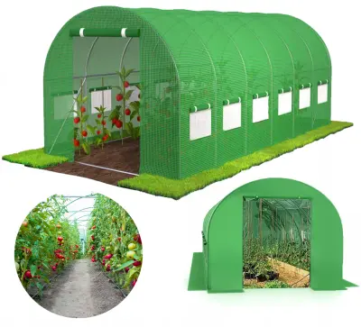 Velik folijski tunelski rastlinjak 6x3 folijski šotor UV zelenjava 18m2