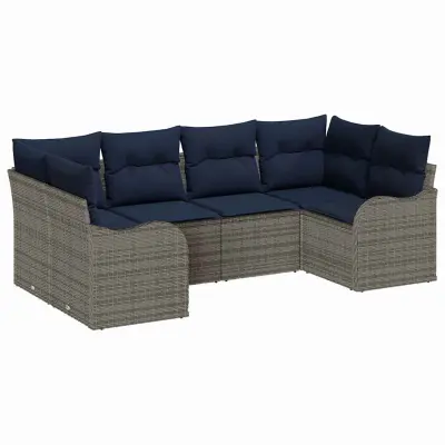 vidaXL Kavčna garnitura z blazino 6 pcs Siva Poliratan