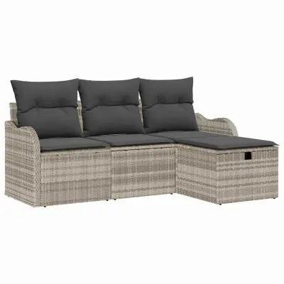 vidaXL Vrtna sedežna garnitura 4 pcs Svetlo siva 176 x 117 x 85 cm