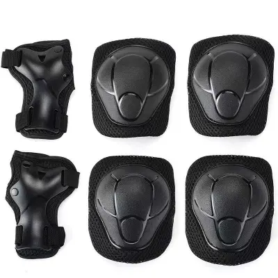 Komplet ščitnikov za otroke in odrasle - ščitniki za kolena, komolce in zapestja Black