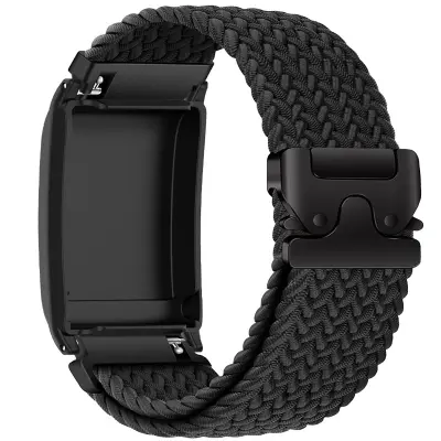 Elastičen pleten pas s padalsko zaponko, združljiv s pametno zapestnico WHOOP LifeOne - udoben in nastavljiv Black