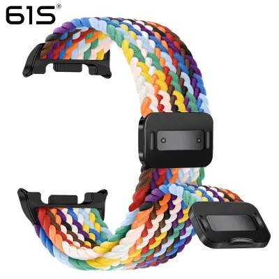 Združljiv s Samsung Galaxy Watch 8 Classic 46 mm magnetni elastični pleten najlonski pašček Rainbow colors