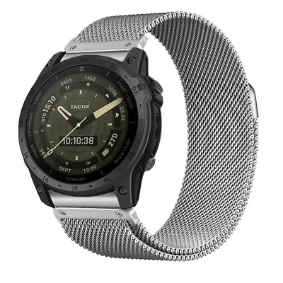 Združljiv z Garmin Fenix 8/965/Tactix 8 milanski magnetni kovinski pašček Silver 20 mm