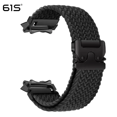 Združljiv z Amazfit T-Rex 2 pleten elastičen najlonski pašček z zaponko Black