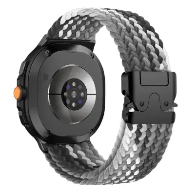 Združljiv s Samsung Galaxy Watch 8 Classic 40/44mm najlonski pleten elastični pašček Black+Grey