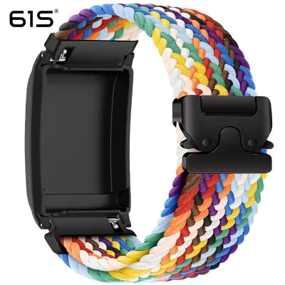 Elastičen pleten pas s padalsko zaponko, združljiv s pametno zapestnico WHOOP LifeOne - udoben in nastavljiv Rainbow colors