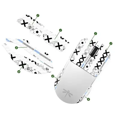 Izboljšane nalepke za miško - bel potiskan dizajn