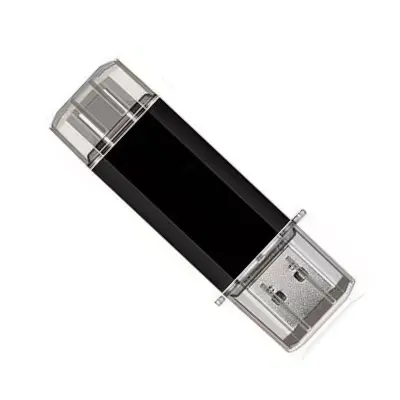 Kratek 2-v-1 USB ključ USB 3.0 Type-C za hitri prenos podatkov Black  16 GB