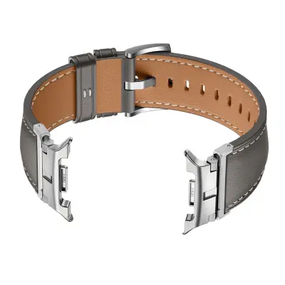 Kompatibilen Usnjen Pašček za Samsung Galaxy Watch8 in Watch8 Classic, Sivi s Srebrno Sponko Grey