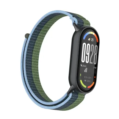 Združljiv z Xiaomi 10/9/8 generacije (standardni model) najlonski pašček Green+Blue