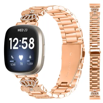 Zapestnica iz nerjavečega jekla v roza zlati barvi za Fitbit Versa 3/4/Sense 2