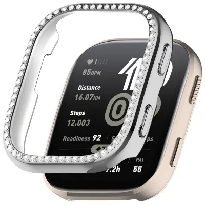 Primerno za Amazfit Bip6 (A2435) zaščitni ovitek z enojno vrsto kristalov Silver