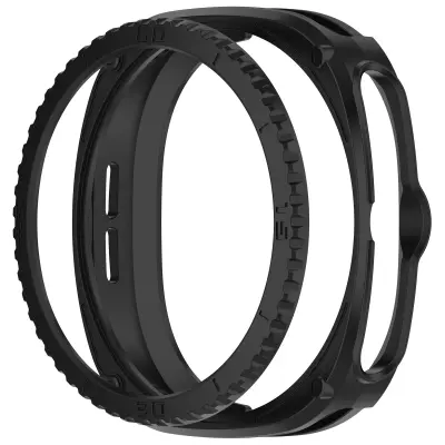 Združljiv s Samsung Watch8 Classic Oklepno Ohišje + Set Obroča z Merilom Black