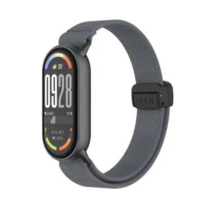 Združljivost s Xiaomi 10/9/8: Magnetna pletena elastična zapestnica s kovinsko glavo DarkGrey