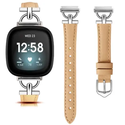 Usnjen pašček za uro Fitbit Versa 3/4/Sense - kaki