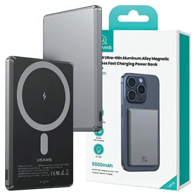 USAMS INDUCTIVE POWERBANK 5000MAH 20W ZA MAGSAFE IPHONE 12 13 14 FAST
