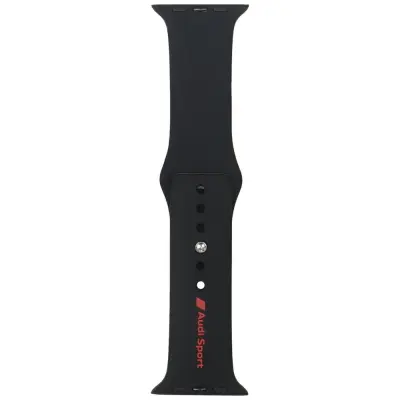 AUDI PAŠEK SPORT RED LOGO ZA APPLE WATCH 44 45 46 49MM ČRN SILIKON