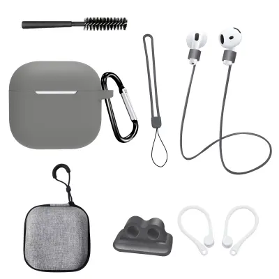 8-delni komplet za AirPods 4. generacije v temno sivi barvi