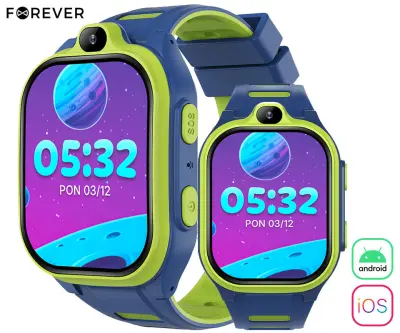 Pametna ura FOREVER Boost KW-530, modra, 4G LTE, Android, IPS zaslon, AI funkcije, GPS+WIFI+LBS, video klici, SOS, APP, IP67