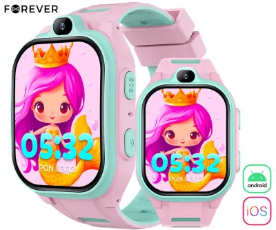 Pametna ura FOREVER Boost KW-530, roza, 4G LTE, Android, 2" IPS zaslon, AI funkcije, GPS+WIFI+LBS, video klici, SOS, APP, IP67