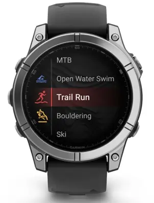 Odprta emb - GARMIN Fenix E 47 mm, nerjaveče jeklo s črnim silikonskim paščkom