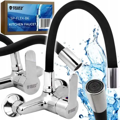 FLEX enoročna stenska kuhinjska armatura z gibljivo cevjo inox