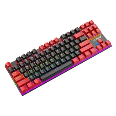 Žična 87-tipkovna mehanska tipkovnica - Barvno blokirana RGB igralna tipkovnica Black/Red
