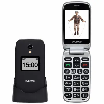 EVOLVEO Easyphone FS EP-771 preklopni telefon na tipke za starejše 4G črn