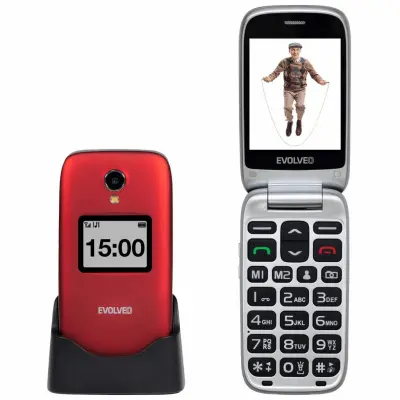 EVOLVEO Easyphone FS EP-771 preklopni telefon na tipke za starejše 4G rdeč