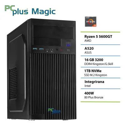 Namizni računalnik PCPLUS Magic Ryzen 5 5600GT, 16 GB RAM, 1 TB SSD|Pisarna