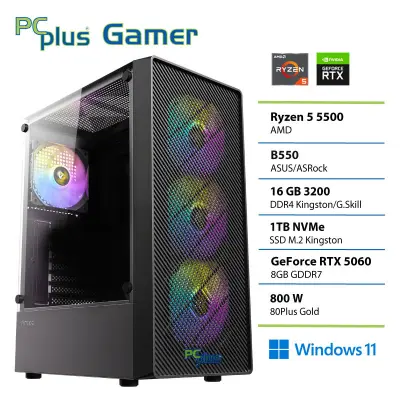 Namizni računalnik PCPLUS Gamer Ryzen 5 5500, 16 GB RAM, 1 TB SSD, RTX 5060 8GB, W11H|Gaming