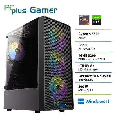 Namizni računalnik PCPLUS Gamer Ryzen 5 5500, 16 GB RAM, 1 TB SSD, RTX 5060 Ti 8GB, W11H|Gaming
