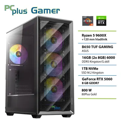 Namizni računalnik PCPLUS Gamer Ryzen 5 9600X, 16 GB RAM, 1 TB SSD, RTX 5060 8GB|Gaming
