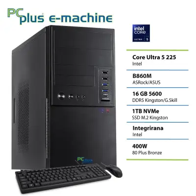 Namizni računalnik PCPLUS e-machine Ultra 5 225, 16 GB RAM, 1 TB SSD, tipkovnica+miška|Pisarna