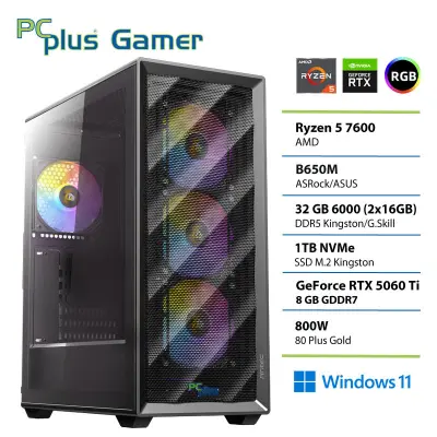 Namizni računalnik PCPLUS Gamer Ryzen 5 7600, 32 GB RAM, 1 TB SSD, RTX 5060 Ti 8GB, W11H|Gaming