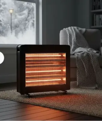 Grelec halogenski ROSBERG 1200W - 2400W, varnostno stikalo, črne barve