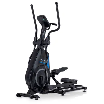 Eliptični trenažer THUNDER® RACER-X – Elektromagnetni upor 32 stopenj, 130 kg nosilnosti, 60 cm korak, Bluetooth, USB, 24 programov