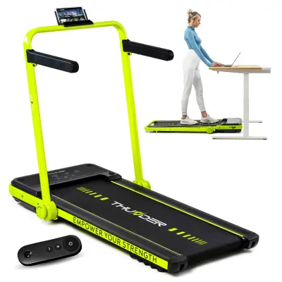 Električna nizkoprofilna zložljiva tekalna steza THUNDER® IMPACT-LIME – 12 km/h, 1,5 KM, pod posteljo, Bluetooth, nosilnost 130 kg