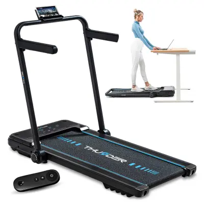 Električna nizkoprofilna zložljiva tekalna steza THUNDER® IMPACT-BLACK– 12 km/h, 1,5 KM, pod posteljo, Bluetooth, nosilnost 130 kg