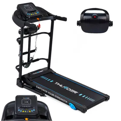 Električna tekalna steza THUNDER® PHENOM-S – 18 km/h, 3 KM, 15% avtomatski naklon, pas 45 cm, Bluetooth, LCD, nosilnost 160 kg