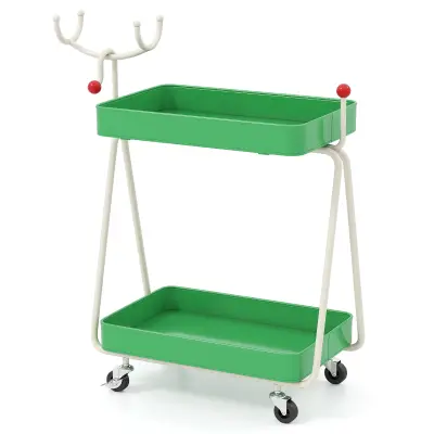 Dvostopenjski voziček v obliki severnega jelena za serviranje kuhinjski voziček za božič zelene barve